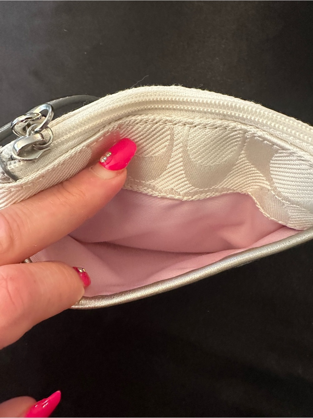 COACH Cream Signature Wristlet with Silver Trim - Picture 6 of 10